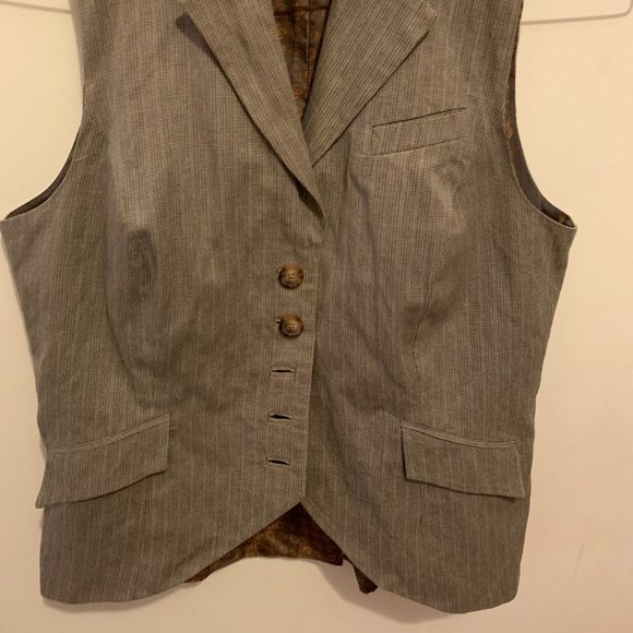 Brown/Mushroom Tweed lined VEST w/silk back (size M) - Picture 2 of 4